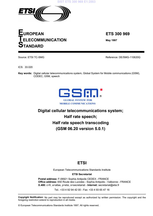 SIST ETS 300 969 E1:2003