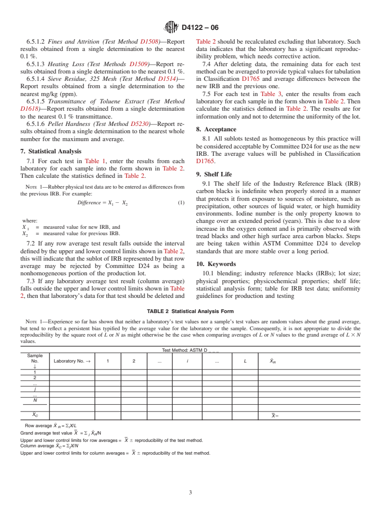 ASTM D4122-06 - Standard Practice for Carbon Black-Evaluation of an Industry Reference Black