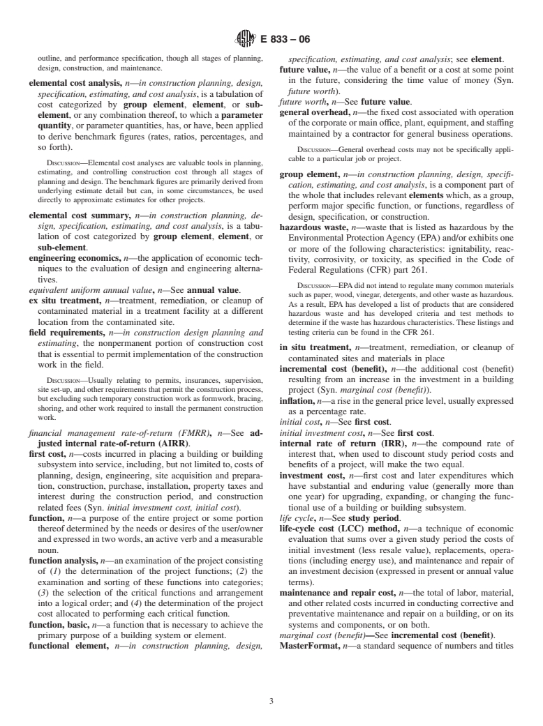ASTM E833-06 - Standard Terminology of Building Economics