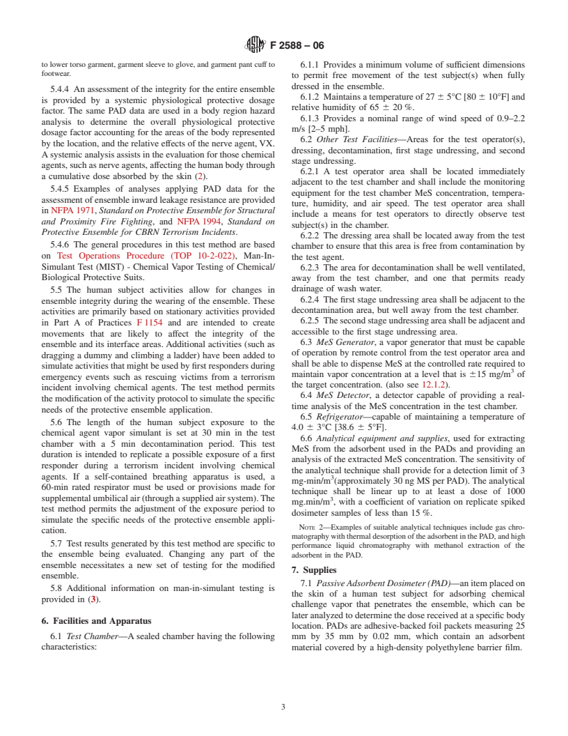 ASTM F2588-06 - Standard Test Method for Man-In-Simulant Test (MIST) for Protective Ensembles