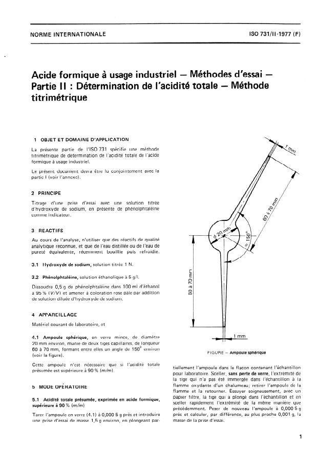 ISO 731-2:1977 - Acide formique a usage industriel -- Méthodes d'essai