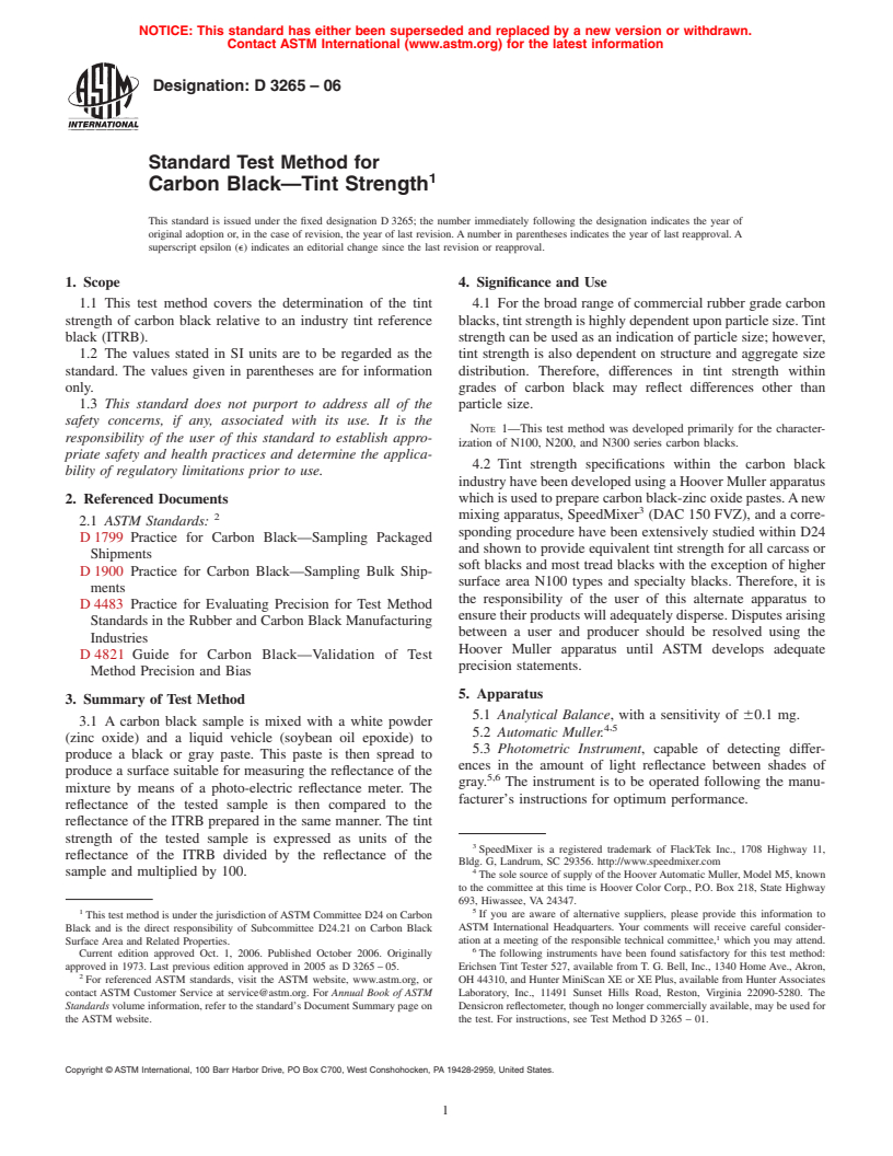 ASTM D3265-06 - Standard Test Method for Carbon Black-Tint Strength