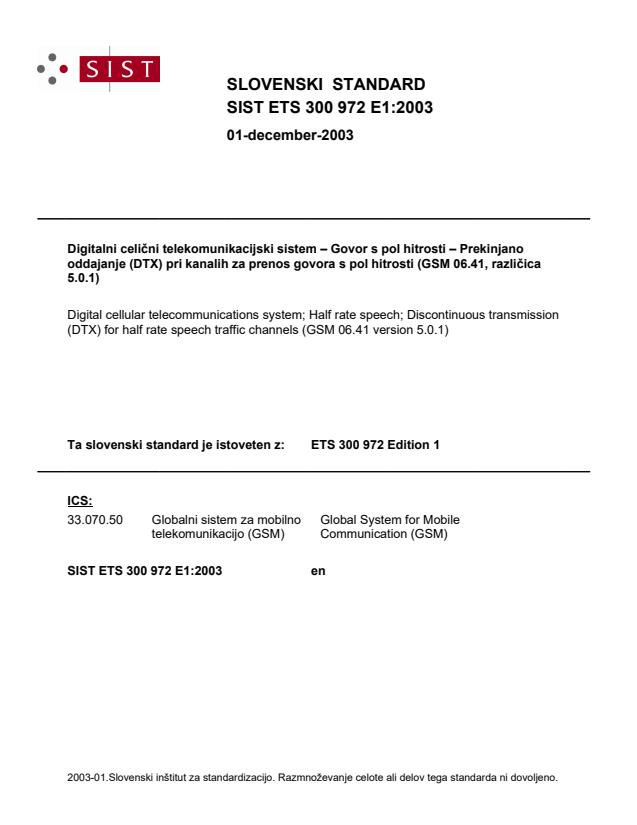SIST ETS 300 972 E1:2003