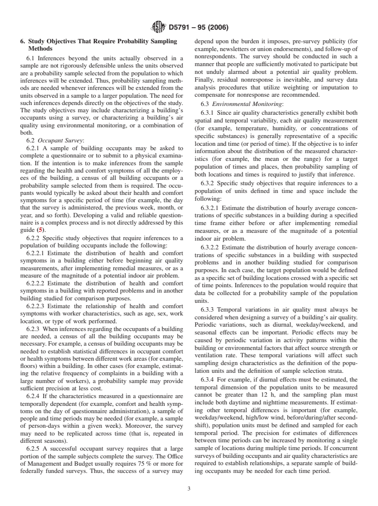 ASTM D5791-95(2006) - Standard Guide for Using Probability Sampling Methods in Studies of Indoor Air Quality in Buildings