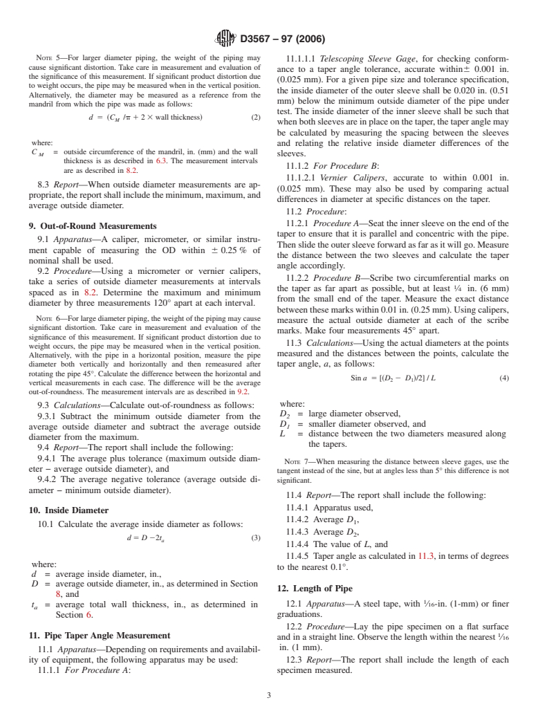 ASTM D3567-97(2006) - Standard Practice for Determining Dimensions of "Fiberglass" (Glass-Fiber-Reinforced Thermosetting Resin) Pipe and Fittings