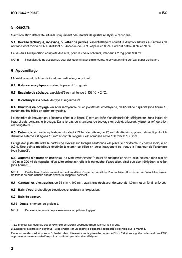 ISO 734-2:1998 ISO 734-2:1998 - Tourteaux de graines oléagineuses -- Détermination de la teneur en huile - Page 4 preview