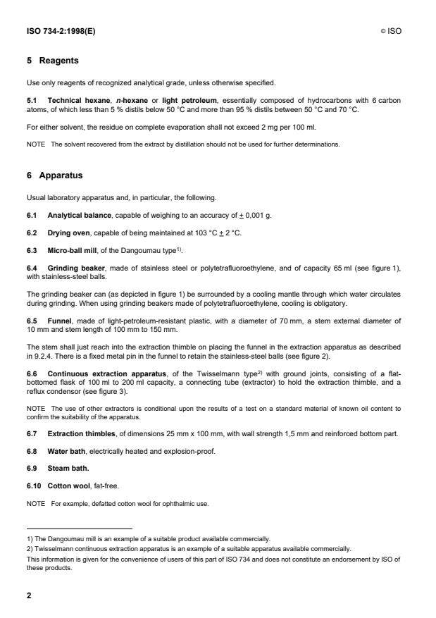 ISO 734-2:1998 ISO 734-2:1998 - Oilseed residues -- Determination of oil content - Page 4 preview