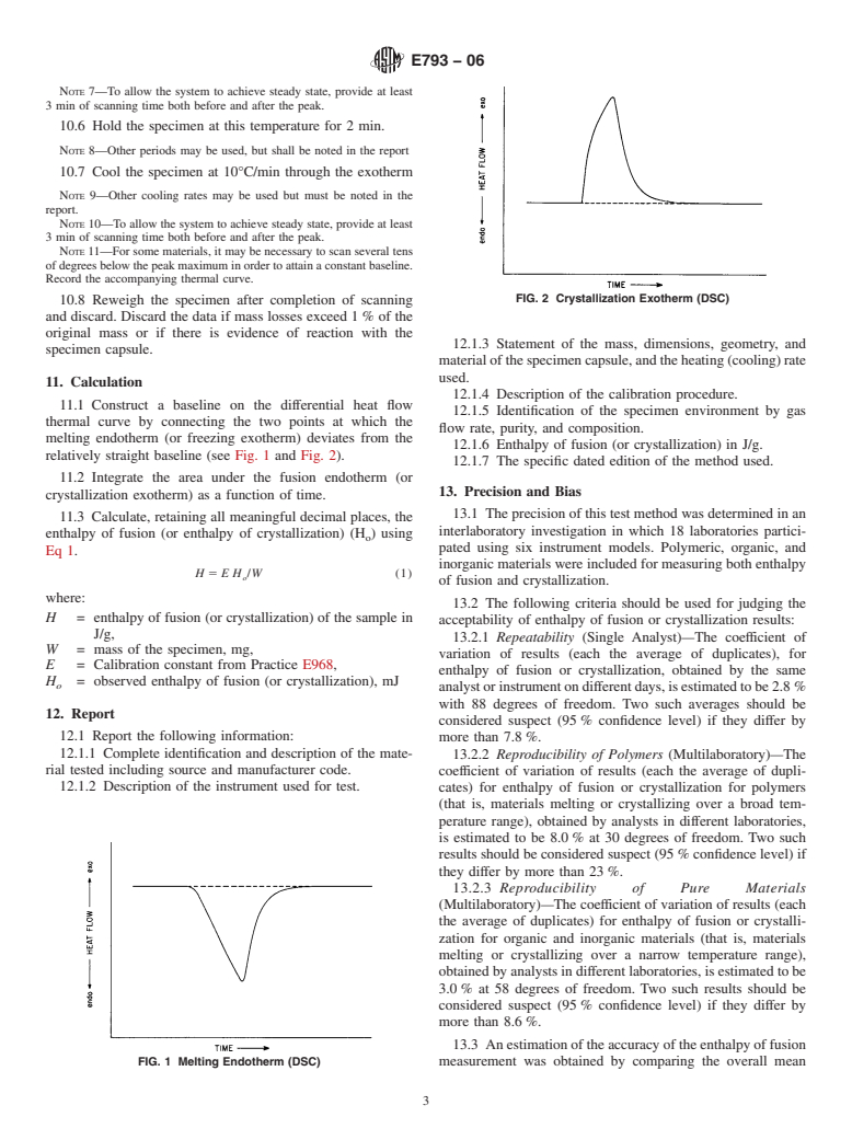 ASTM E793-06 - Standard Test Method for Enthalpies of Fusion and Crystallization by Differential Scanning Calorimetry