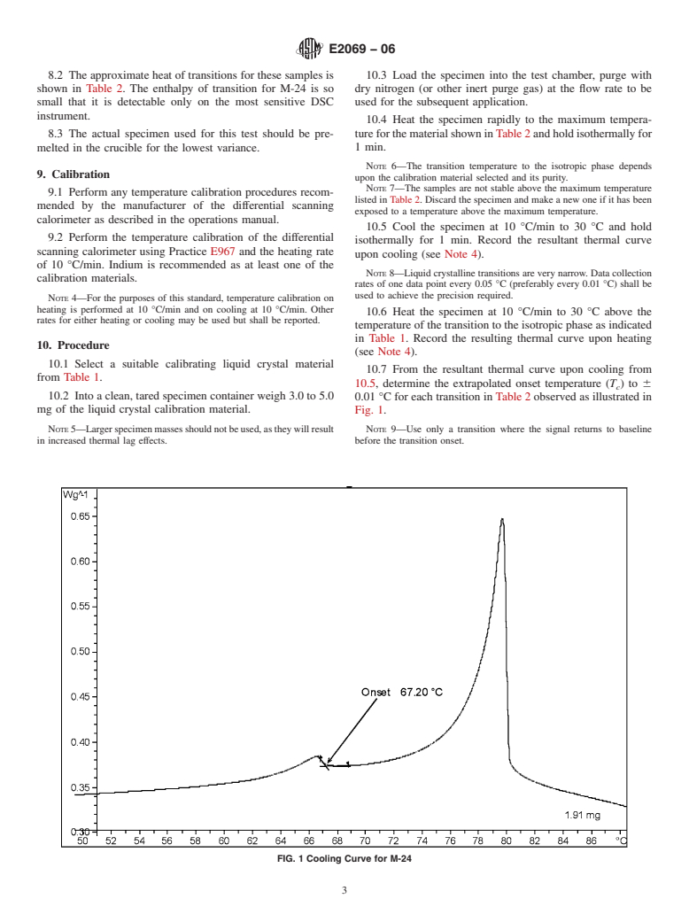 ASTM E2069-06 - Standard Test Method for Temperature Calibration on Cooling of Differential Scanning Calorimeters