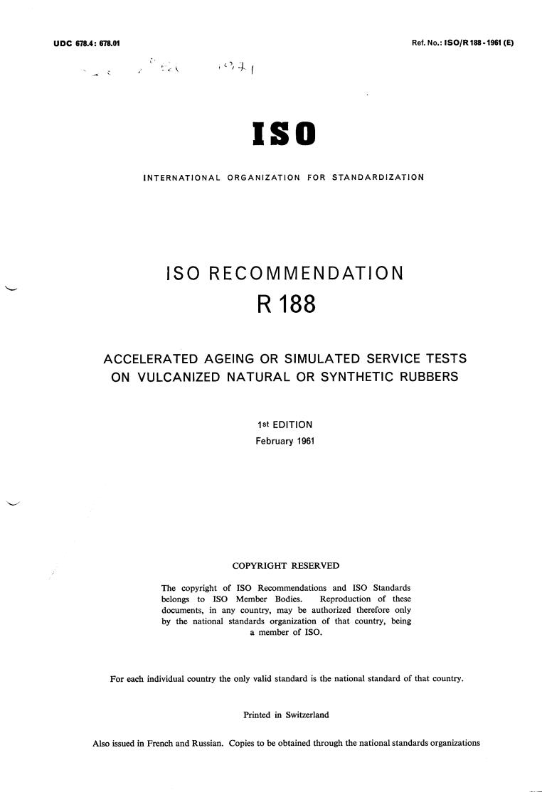 ISO/R 188:1961 - Title missing - Legacy paper document
Released:1/1/1961