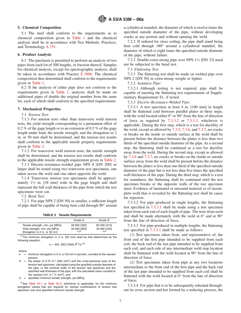 ASTM A53/A53M-06a - Standard Specification for Pipe, Steel, Black and Hot-Dipped, Zinc-Coated, Welded and Seamless