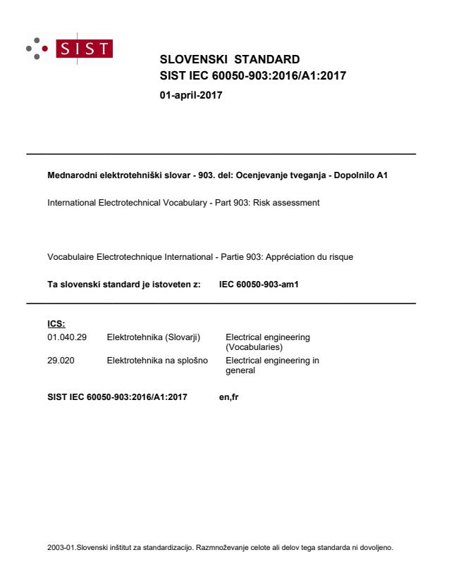 SIST IEC 60050-903:2016/A1:2017 - natisnjeno za čitalnico