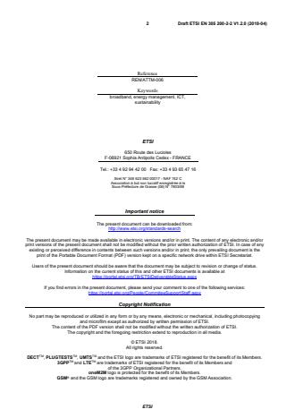 SIST EN 305 200-2-2 V1.2.1:2018 ETSI EN 305 200-2-2 V1.2.0 (2018-04) - Access, Terminals, Transmission and Multiplexing (ATTM); Energy management; Operational infrastructures; Global KPIs; Part 2: Specific requirements; Sub-part 2: Fixed broadband access networks - Page 2 preview