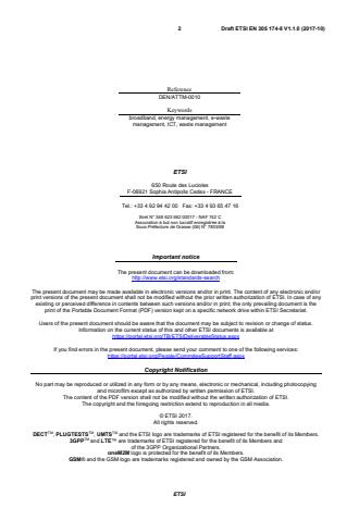 SIST EN 305 174-8 V1.1.1:2018 ETSI EN 305 174-8 V1.1.0 (2017-10) - Access, Terminals, Transmission and Multiplexing (ATTM); Broadband Deployment and Lifecycle Resource Management; Part 8: Management of end of life of ICT equipment (ICT waste / end of life) - Page 2 preview