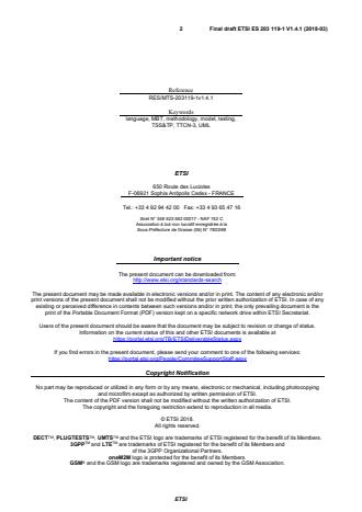 SIST ES 203 119-1 V1.4.1:2019 ETSI ES 203 119-1 V1.4.1 (2018-03) - Methods for Testing and Specification (MTS); The Test Description Language (TDL); Part 1: Abstract Syntax and Associated Semantics - Page 2 preview