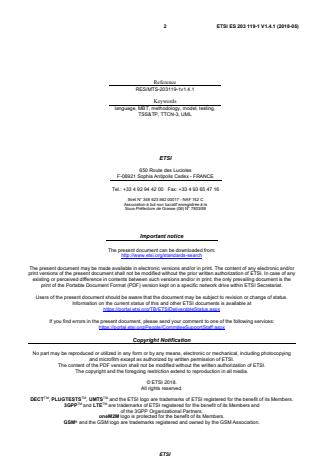SIST ES 203 119-1 V1.4.1:2019 ETSI ES 203 119-1 V1.4.1 (2018-05) - Methods for Testing and Specification (MTS); The Test Description Language (TDL); Part 1: Abstract Syntax and Associated Semantics - Page 2 preview