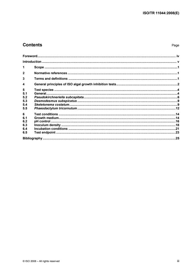 ISO/TR 11044:2008 - Water quality -- Scientific and technical aspects of batch algae growth inhibition tests