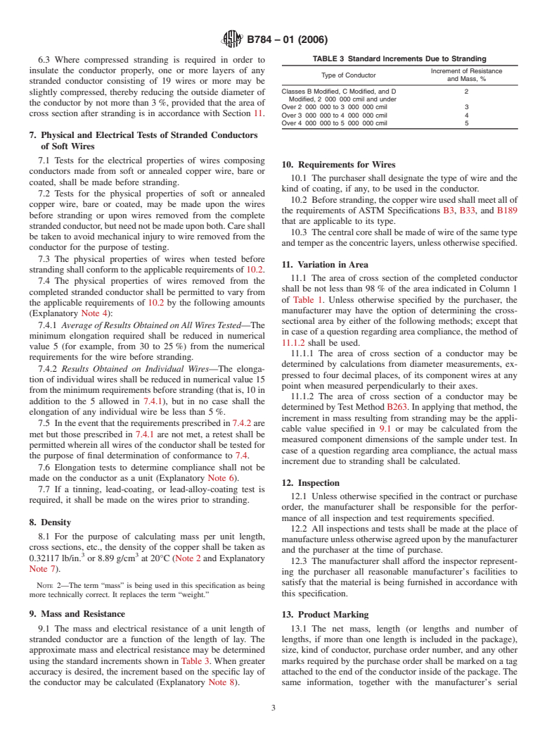 ASTM B784-01(2006) - Standard Specification for Modified Concentric-Lay-Stranded Copper Conductors for Use in Insulated Electrical Cables