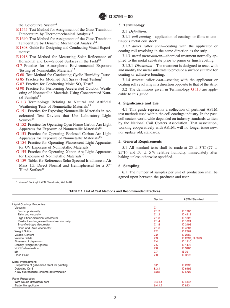 ASTM D3794-00 - Standard Guide for Testing Coil Coatings (Withdrawn 2009)