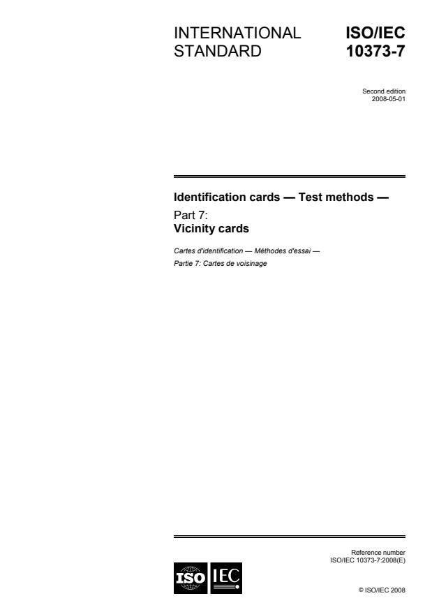 ISO/IEC 10373-7:2008 - Identification cards -- Test methods