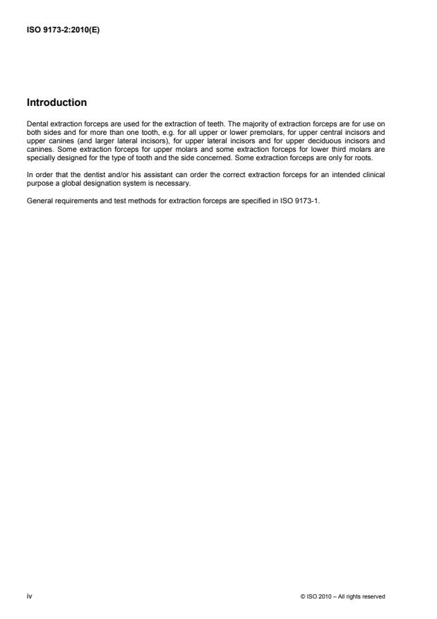 ISO 9173-2:2010 ISO 9173-2:2010 - Dentistry -- Extraction forceps - Page 4 preview
