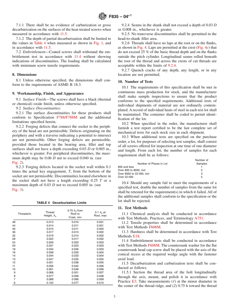 ASTM F835-04e1 - Standard Specification for Alloy Steel Socket Button and Flat Countersunk Head Cap Screws