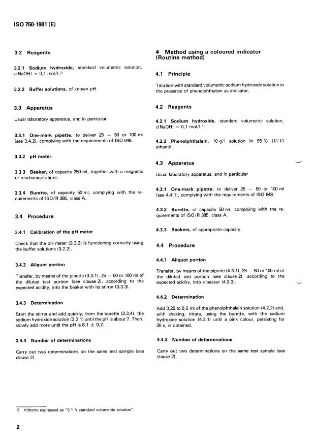 ISO 750:1981 ISO 750:1981 - Fruit and vegetable products -- Determination of titratable acidity - Page 4 preview