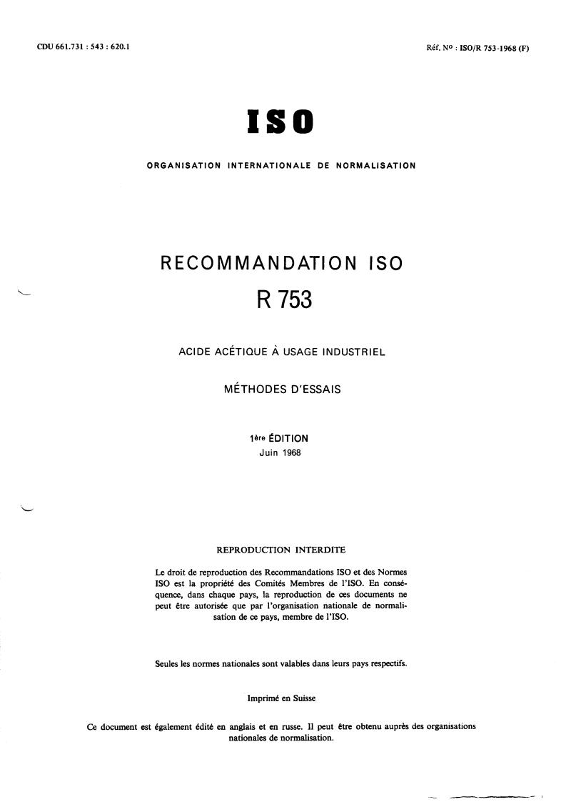ISO/R 753:1968 - Withdrawal of ISO/R 753-1968
Released:6/1/1968