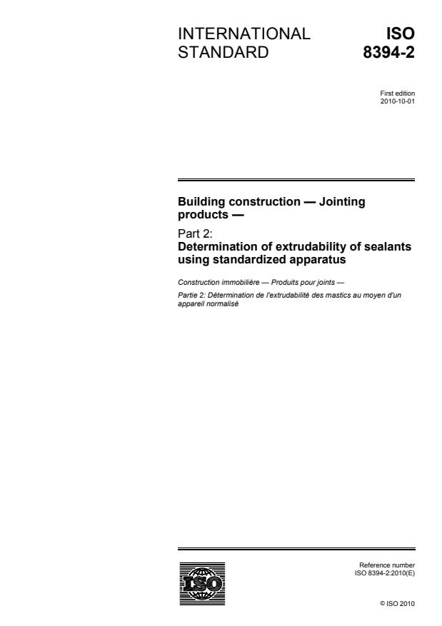 ISO 8394-2:2010 - Building construction -- Jointing products