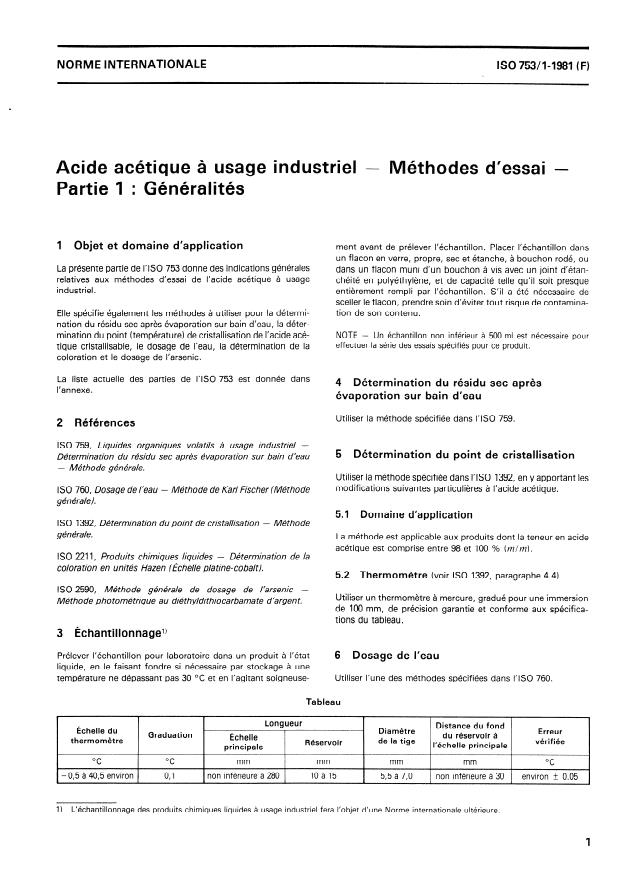 ISO 753-1:1981 - Acide acétique a usage industriel -- Méthodes d'essai