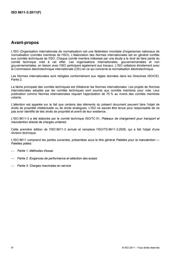 ISO 8611-3:2011 ISO 8611-3:2011 - Palettes pour la manutention -- Palettes plates - Page 4 preview