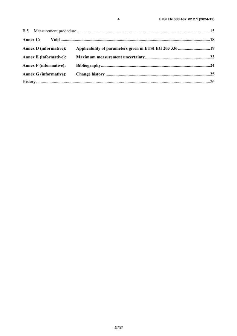 SIST EN 300 487 V2.2.1:2025 ETSI EN 300 487 V2.2.1 (2024-12) - Satellite Earth Stations and Systems (SES); Receive-Only Mobile Earth Stations (ROMES) providing data communications operating in the 1,5 GHz frequency band; Harmonised Standard for access to radio spectrum - Page 4 preview