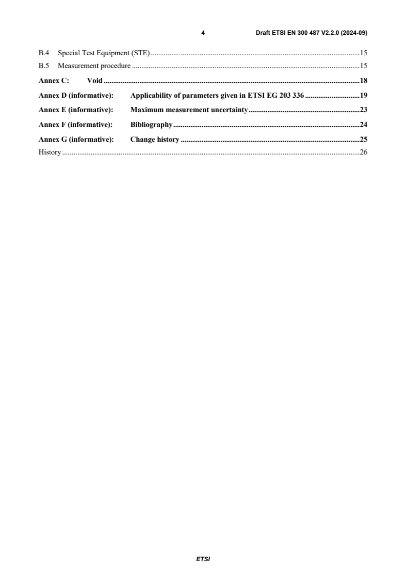 SIST EN 300 487 V2.2.1:2025 ETSI EN 300 487 V2.2.0 (2024-09) - Satellite Earth Stations and Systems (SES); Receive-Only Mobile Earth Stations (ROMES) providing data communications operating in the 1,5 GHz frequency band; Harmonised Standard for access to radio spectrum - Page 4 preview