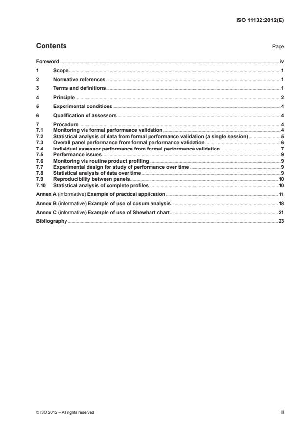ISO 11132:2012 - Sensory analysis -- Methodology -- Guidelines for monitoring the performance of a quantitative sensory panel