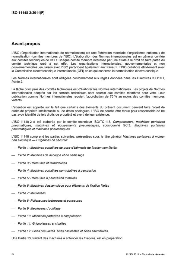 ISO 11148-2:2011 ISO 11148-2:2011 - Machines portatives a moteur non électrique -- Exigences de sécurité - Page 4 preview