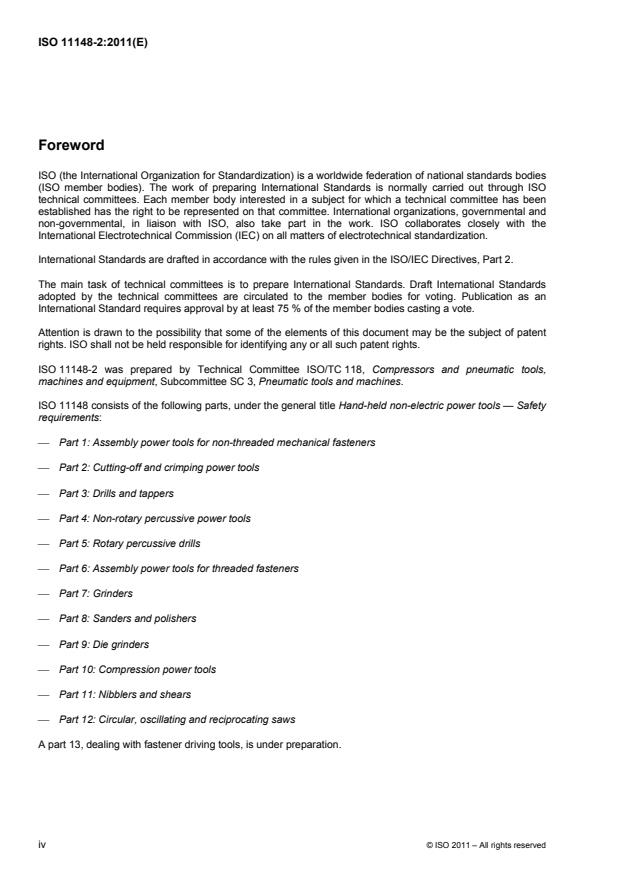 ISO 11148-2:2011 ISO 11148-2:2011 - Hand-held non-electric power tools -- Safety requirements - Page 4 preview