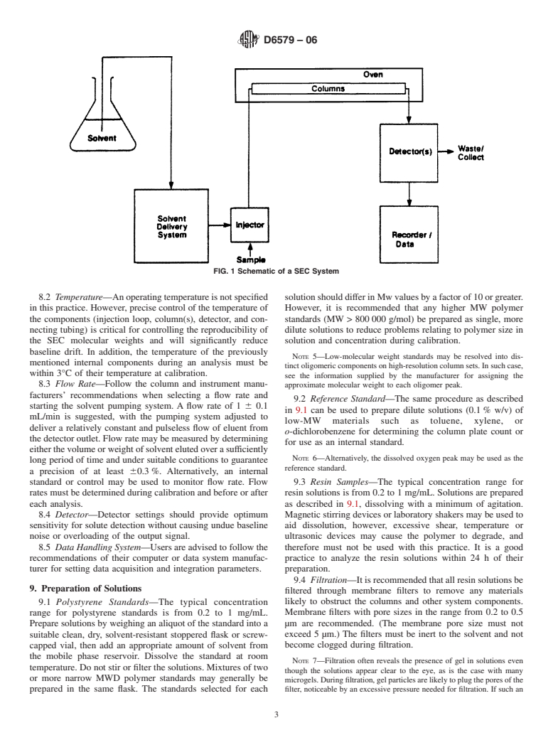 ASTM D6579-06 - Standard Practice for Molecular Weight Averages and Molecular Weight Distribution of Hydrocarbon and Terpene Resins by Size-Exclusion Chromatography