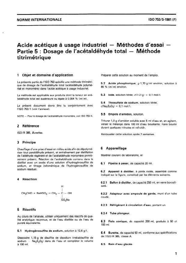 ISO 753-5:1981 - Acide acétique a usage industriel -- Méthodes d'essai