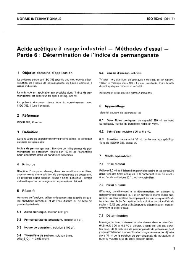 ISO 753-6:1981 - Acide acétique a usage industriel -- Méthodes d'essai