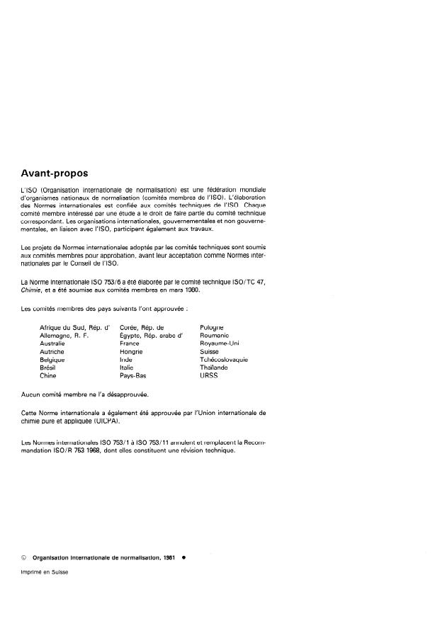 ISO 753-6:1981 ISO 753-6:1981 - Acide acétique a usage industriel -- Méthodes d'essai - Page 2 preview