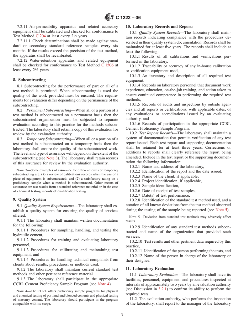 ASTM C1222-06 - Standard Practice for Evaluation of Laboratories Testing Hydraulic Cement