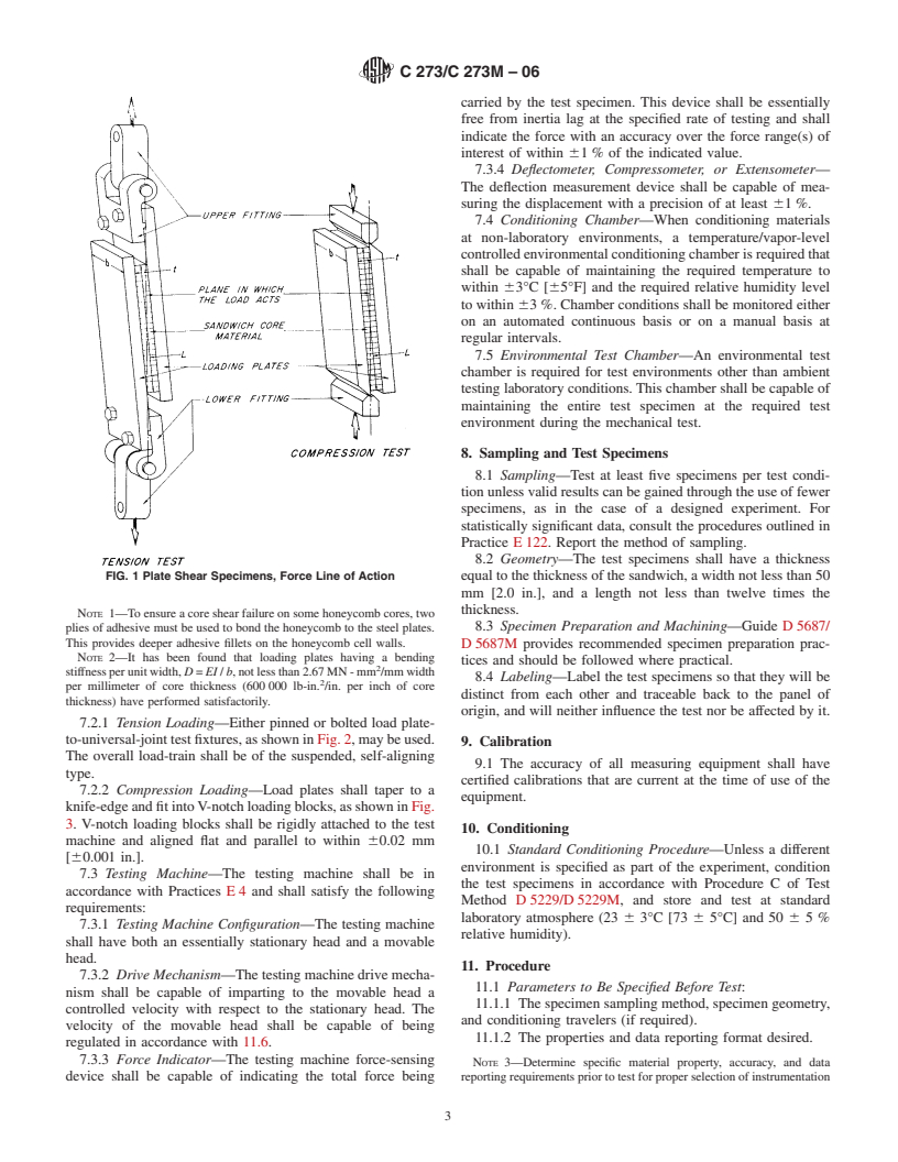 ASTM C273/C273M-06 - Standard Test Method for Shear Properties of Sandwich Core Materials