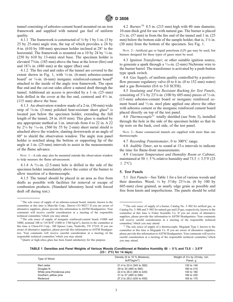 ASTM D3806-98 - Standard Test Method of Small-Scale Evaluation of Fire-Retardant Paints (2-Foot Tunnel Method)