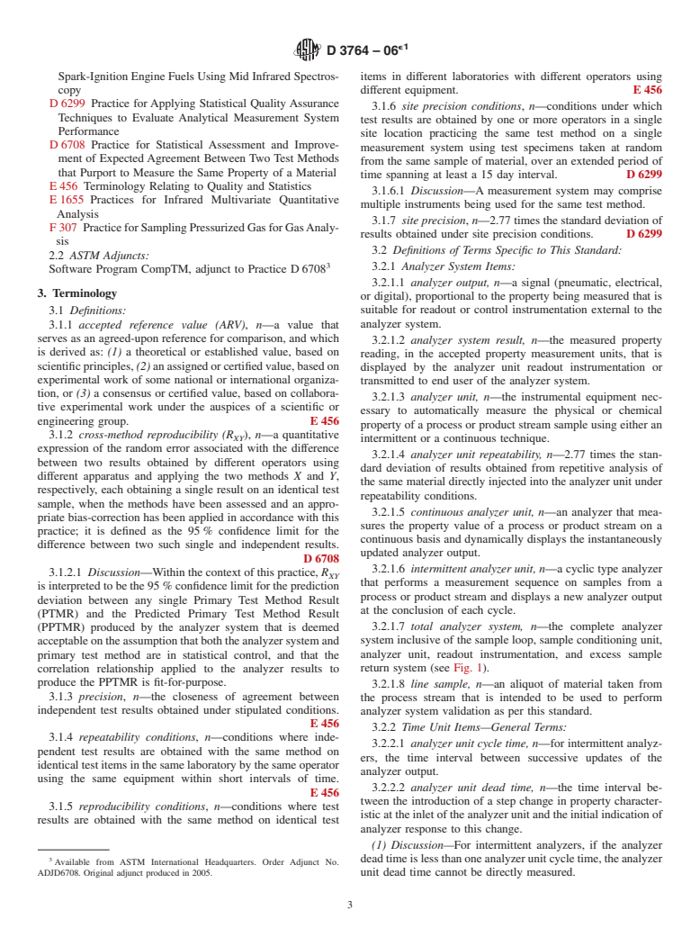 ASTM D3764-06e1 - Standard Practice for Validation of the Performance of Process Stream Analyzer Systems