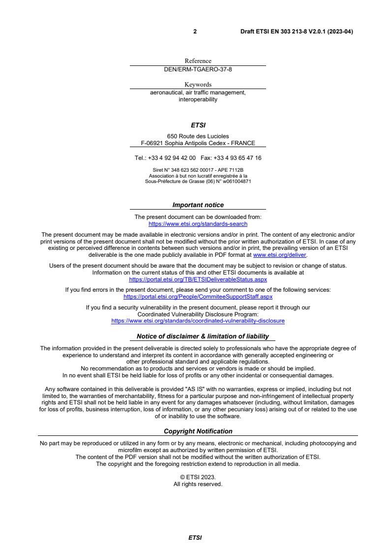 SIST EN 303 213-8 V2.1.1:2023 ETSI EN 303 213-8 V2.0.1 (2023-04) - Advanced Surface Movement Guidance and Control System (A-SMGCS); Part 8: Community Specification for A-SMGCS guidance service - Page 2 preview