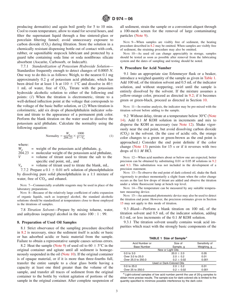 ASTM D974-06 - Standard Test Method for Acid and Base Number by Color-Indicator Titration