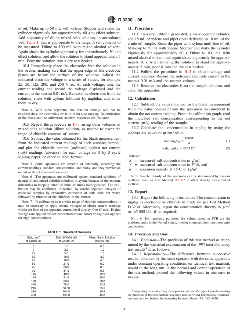 ASTM D3230-06 - Standard Test Method for Salts in Crude Oil (Electrometric Method)