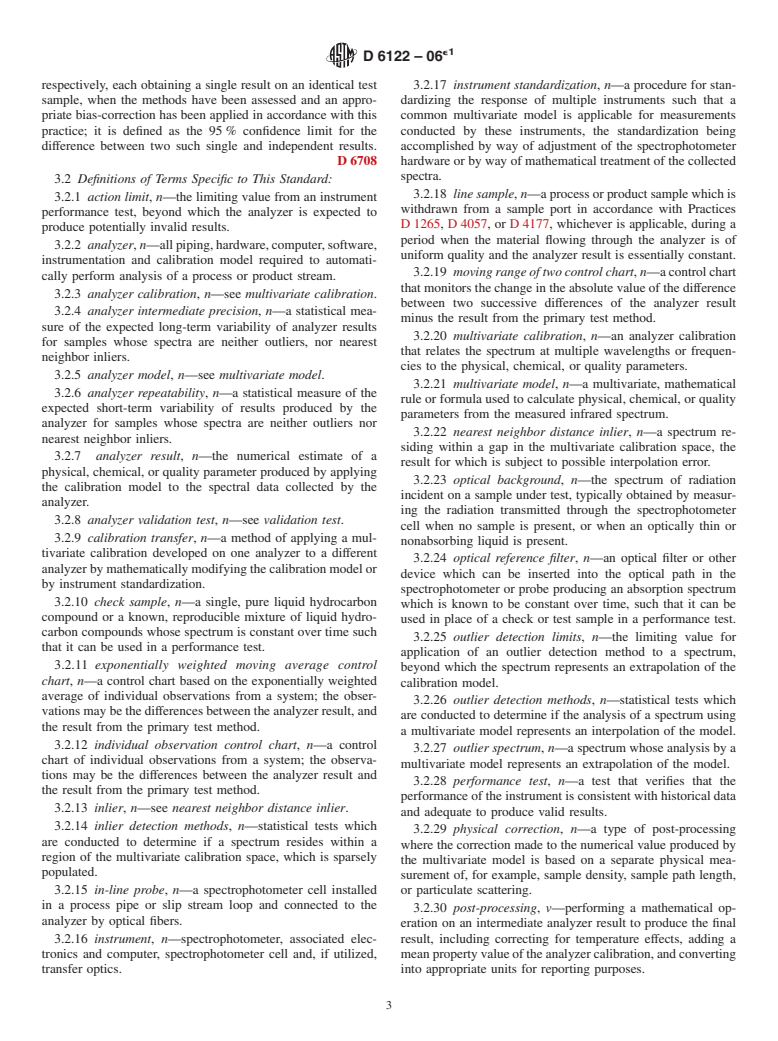 ASTM D6122-06e1 - Standard Practice for Validation of the Performance of Multivariate Process Infrared Spectrophotometers