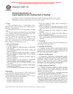ASTM D6083-97a - Standard Specification for Liquid Applied Acrylic Coating Used in Roofing