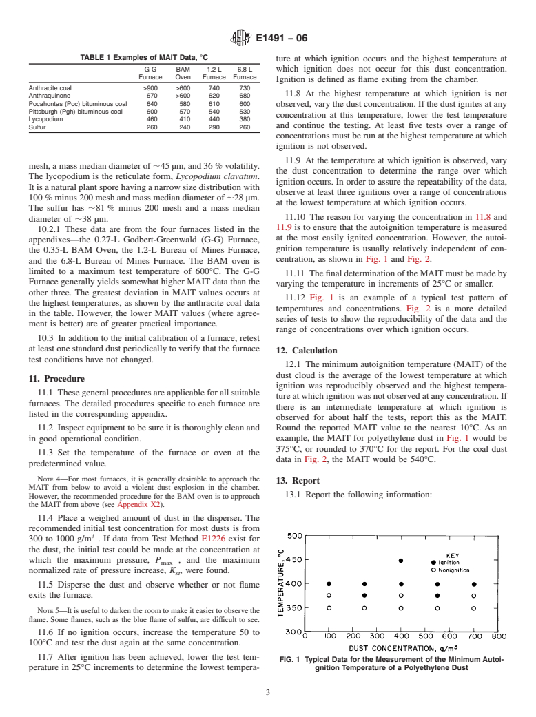 ASTM E1491-06 - Standard Test Method for Minimum Autoignition Temperature of Dust Clouds